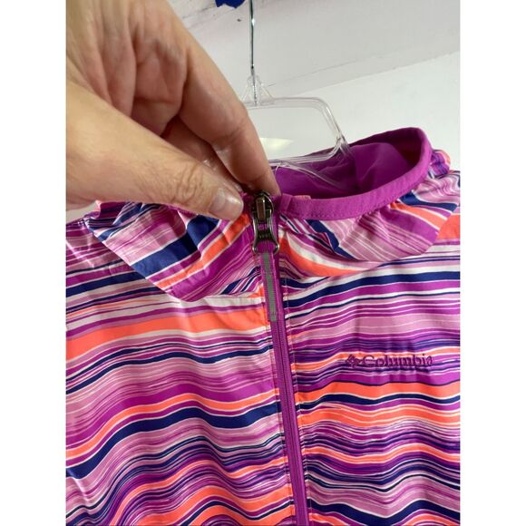 Columbia Pink Multicolor Striped Hodded Omni-Wick Jacket Size L Youth - Picture 5 of 9